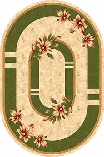Овальный ковер KAMEA carving D048 CREAM-GREEN