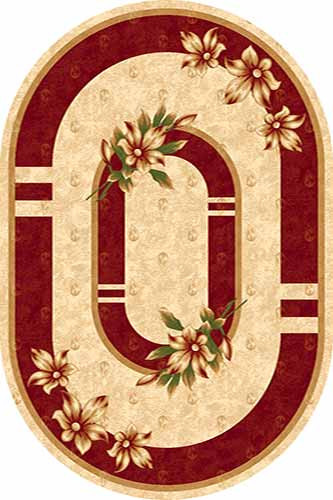 Овальный ковер KAMEA carving D048 CREAM-RED